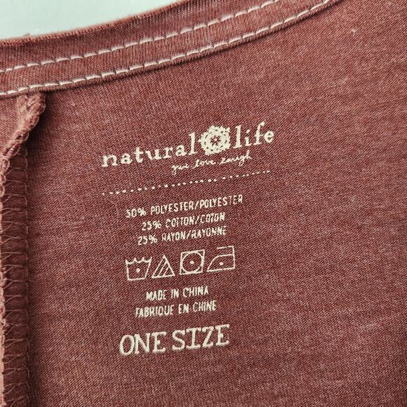 Natural Life Jumpsuit Womens O/S Burgundy Wide Leg Beach Relaxed Boho Minimalist - Picture 4 of 16